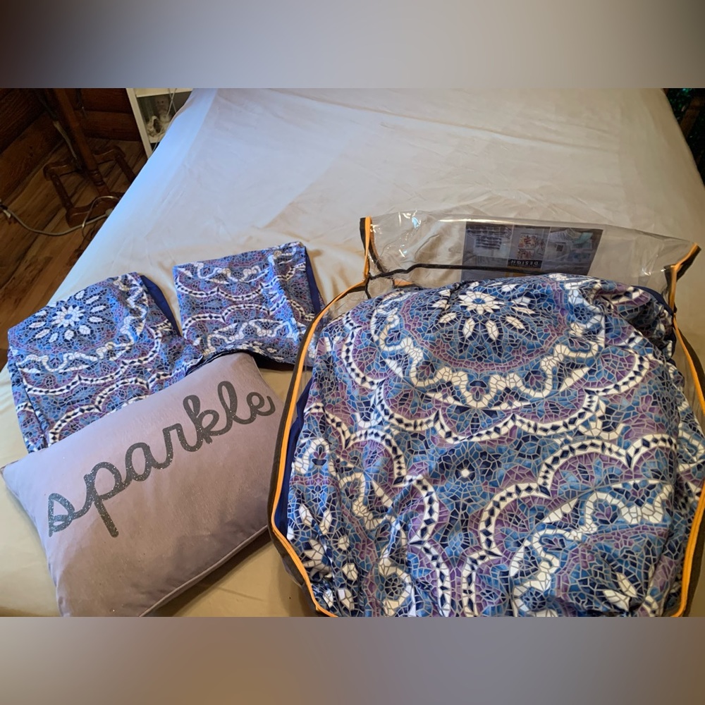 Mainstays Navy Blue Bed in a Bag Comforter Set